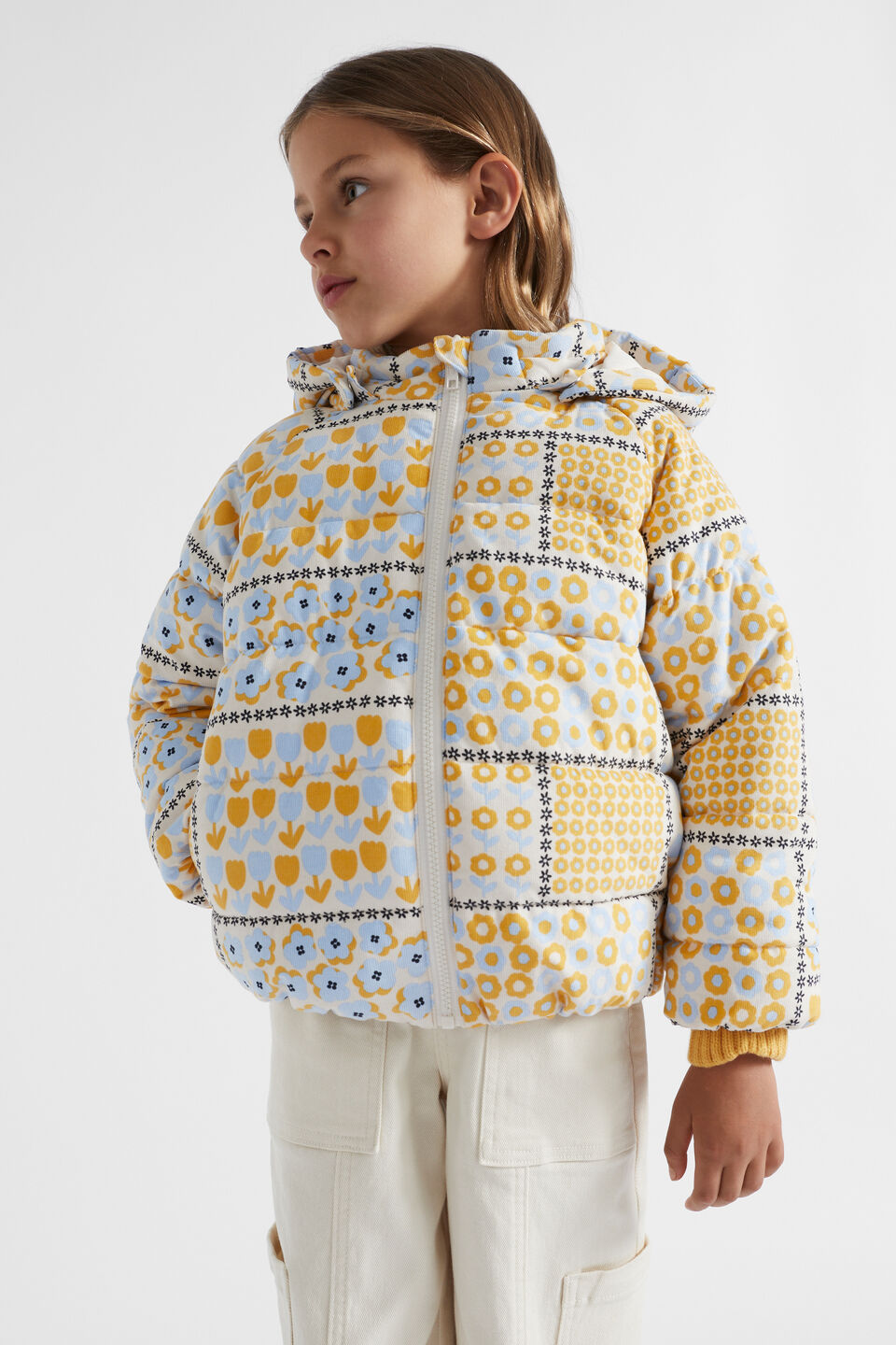 Floral Cord Jacket  Creme