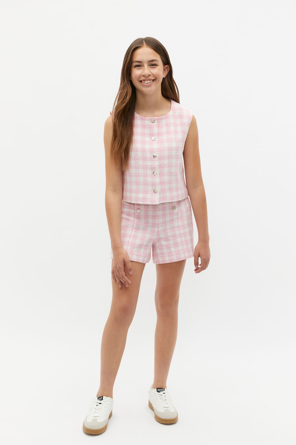 Check Waistcoat  Bubblegum