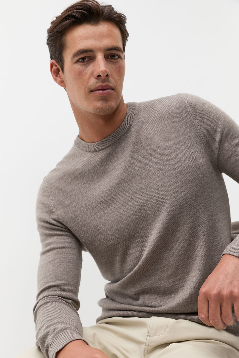 Merino Wool Crewneck  Ash Marle