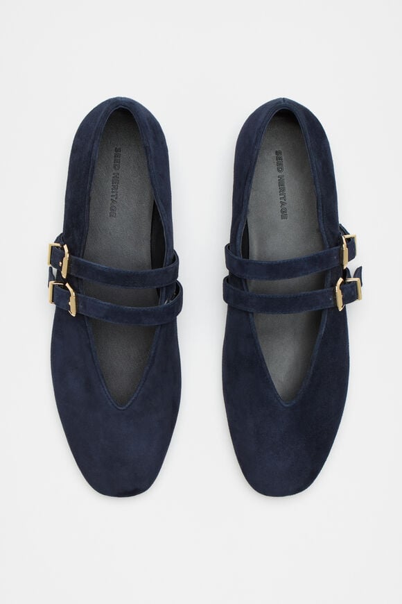 Astrid Suede Double Strap Ballet Flat  Twilight Blue Suede  hi-res