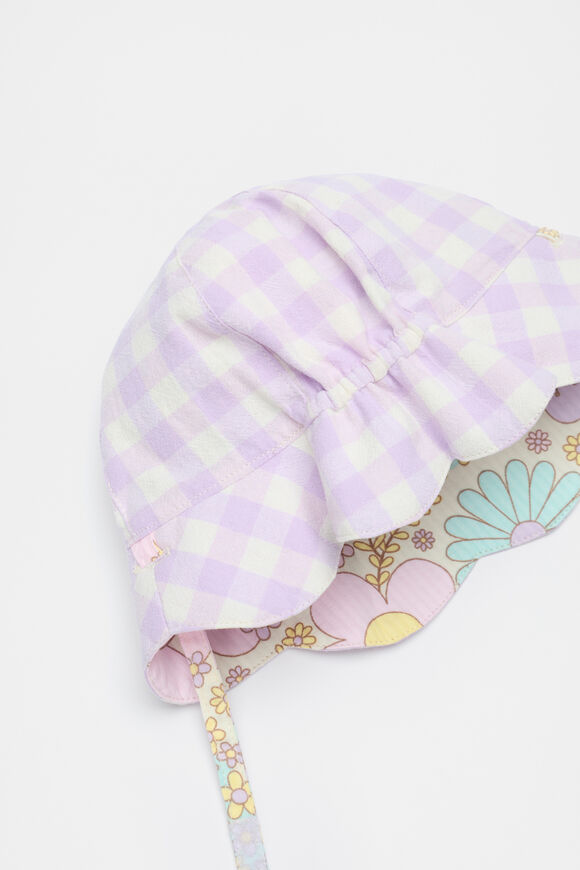 Mini Gingham Floral Hat  Multi  hi-res