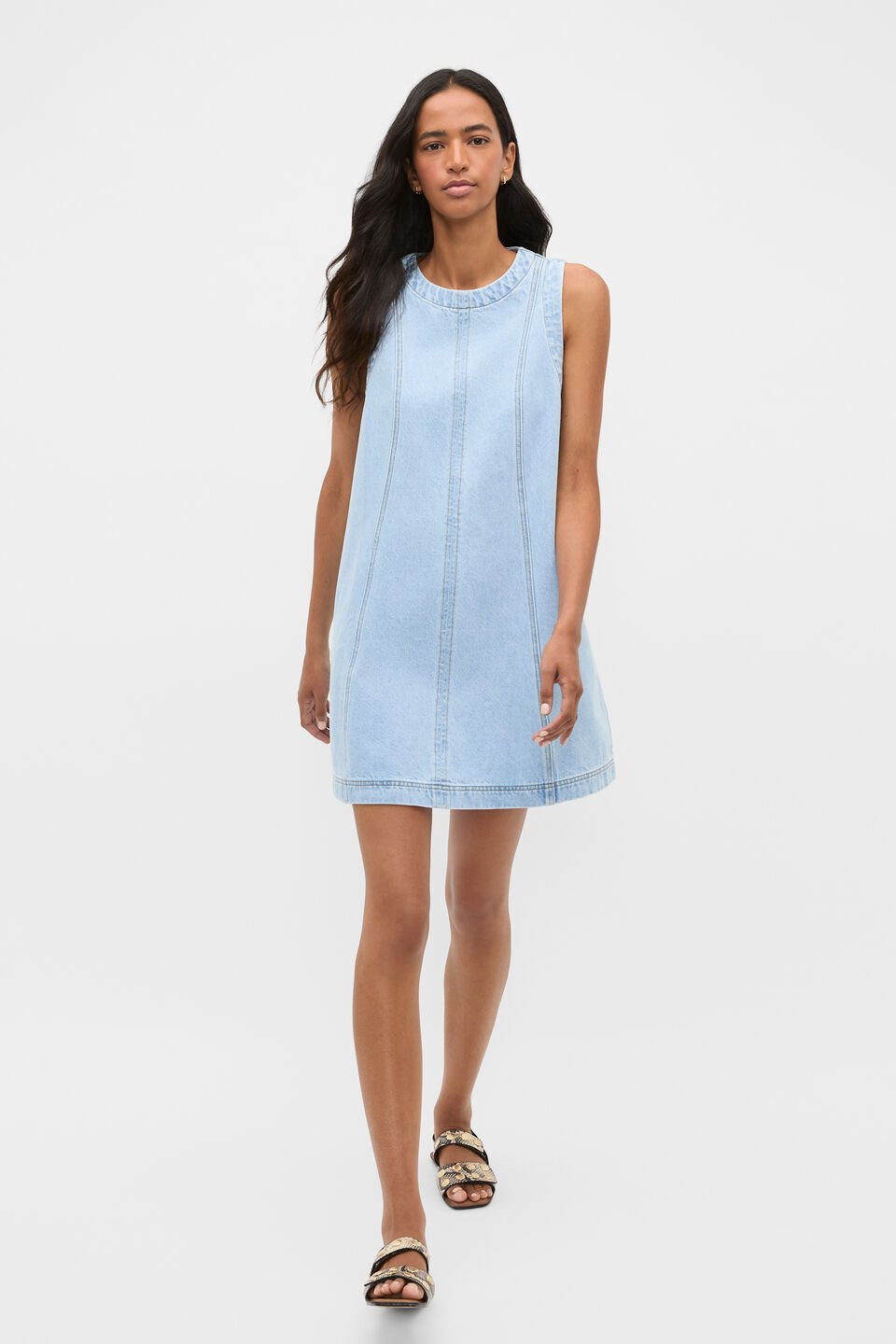 Denim Swing Mini Dress  Glacial Blue Wash