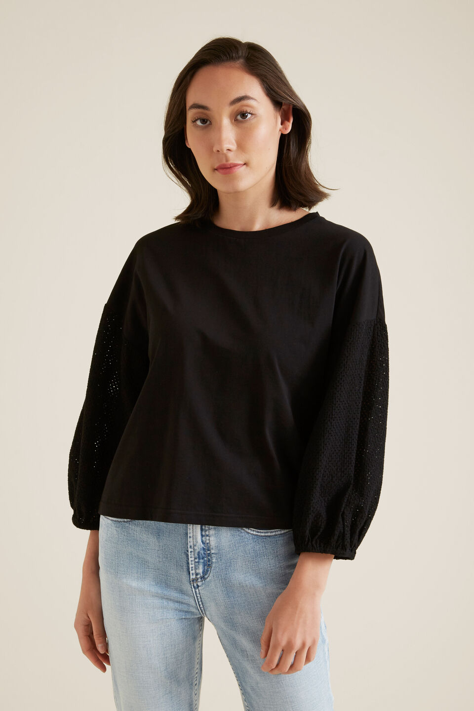 Broderie Sleeve Top  
