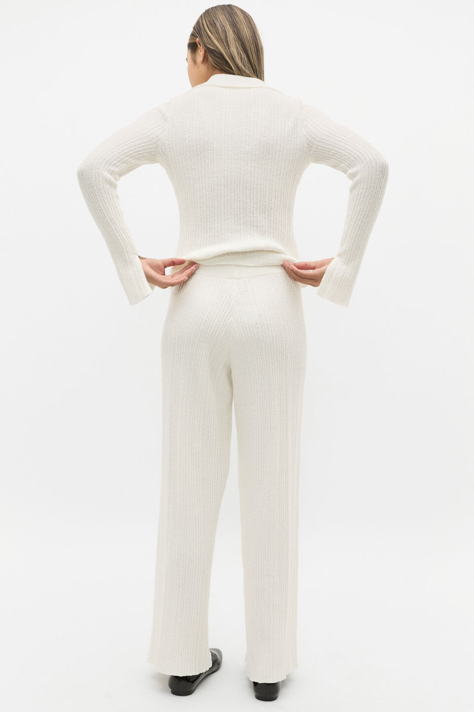 Boucle Knit Pant  Light Cream