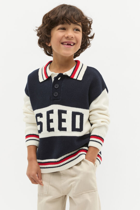 Colourblock Knit Sweater  Midnight Blue  hi-res