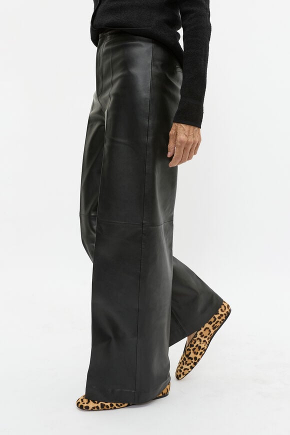 Leather High Rise Trouser  Black  hi-res