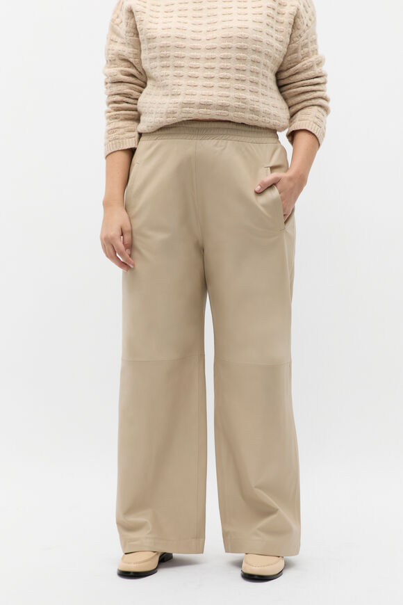 Leather Elasticated Pant  Latte  hi-res