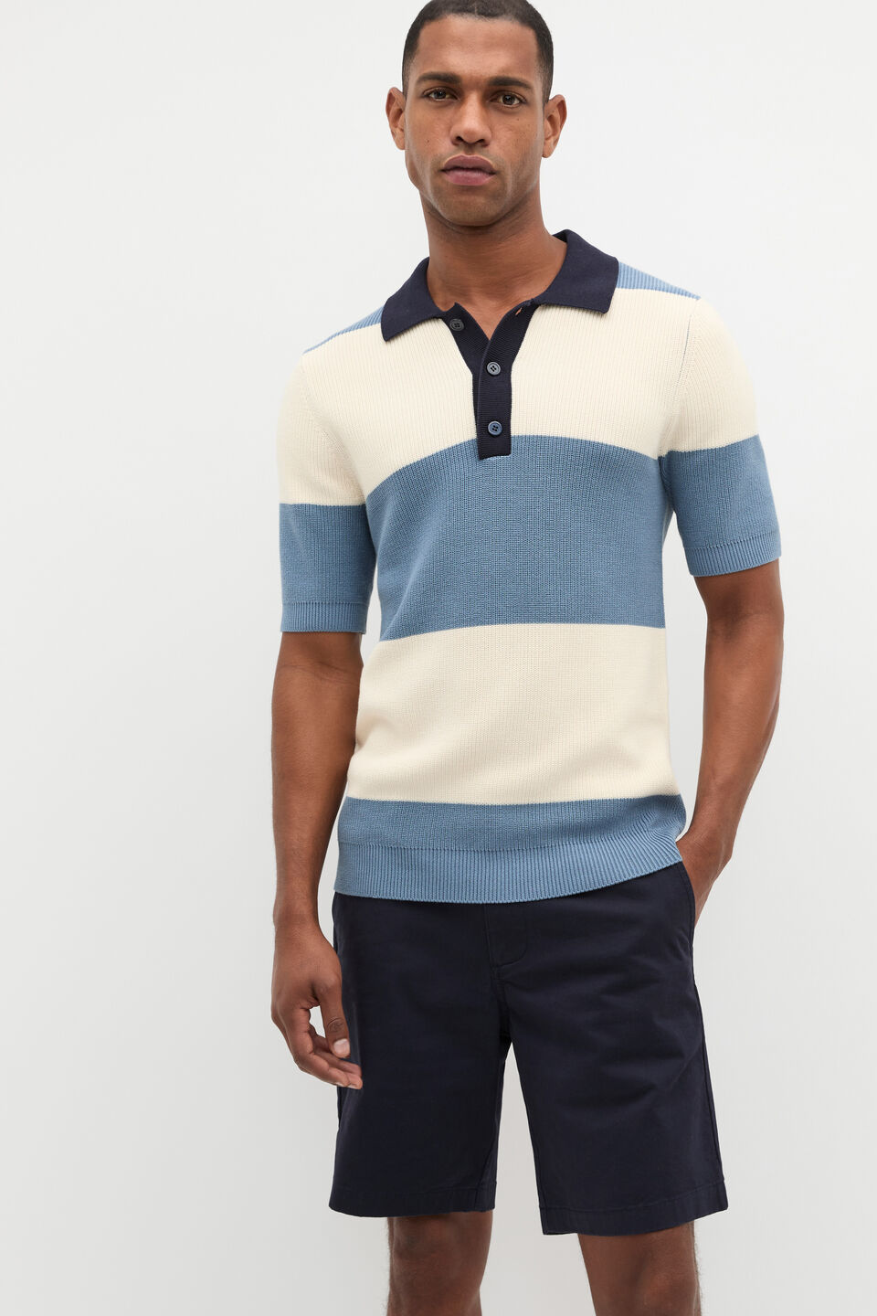 Block Stripe Kn Polo  Sailor