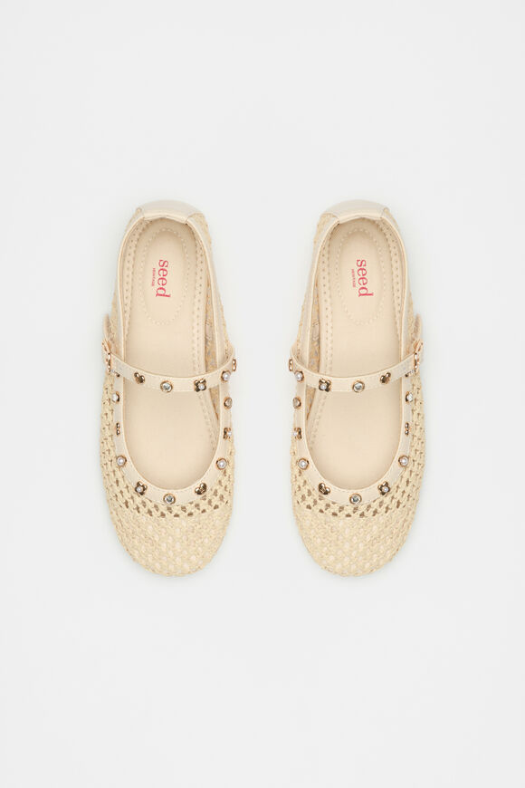 Stud Detail Woven Ballet  Canvas  hi-res