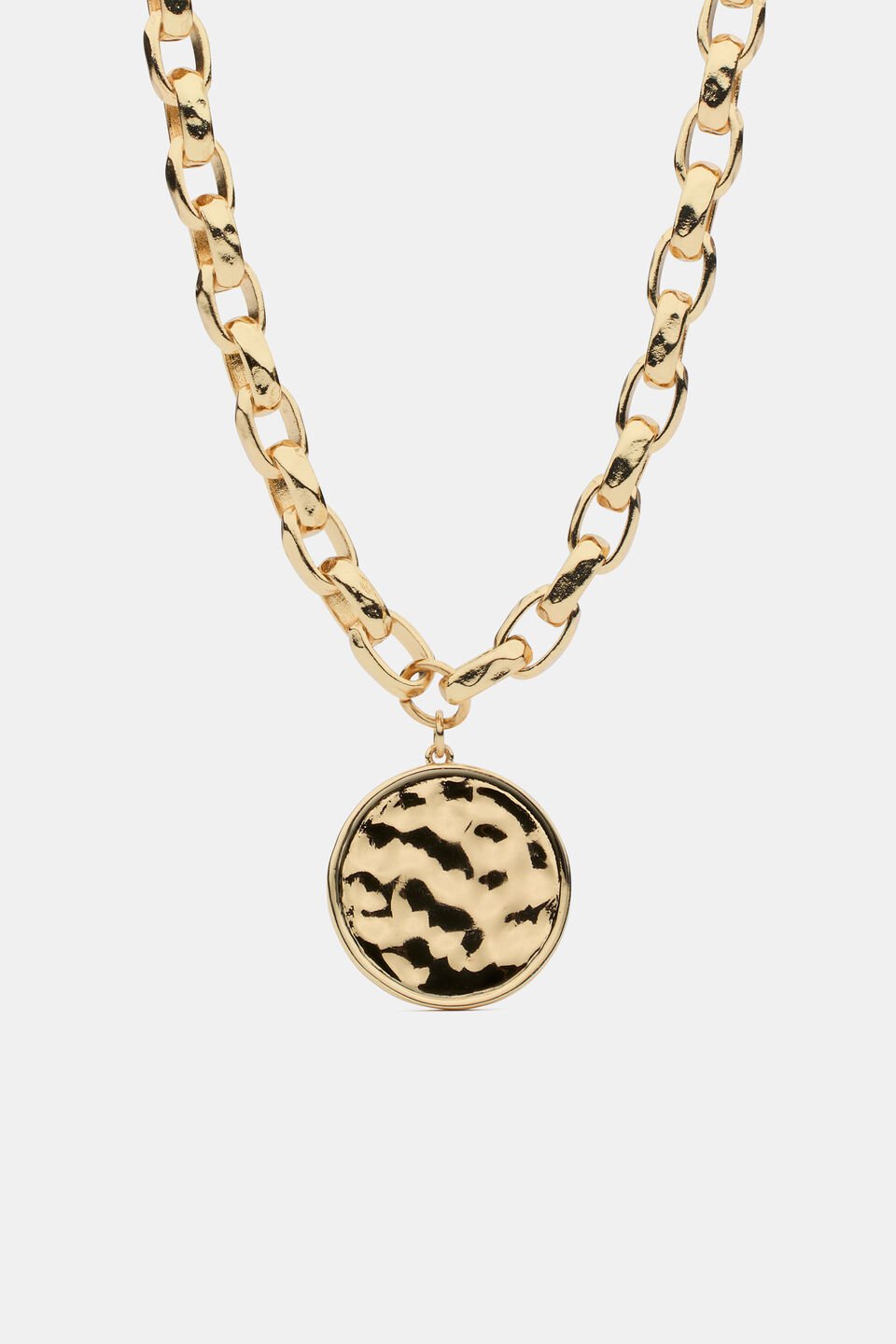 Luxe Round Pendant Necklace  Gold