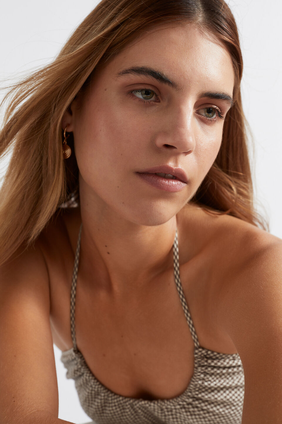 Textured Gingham Halter Top  Affogato Gingham