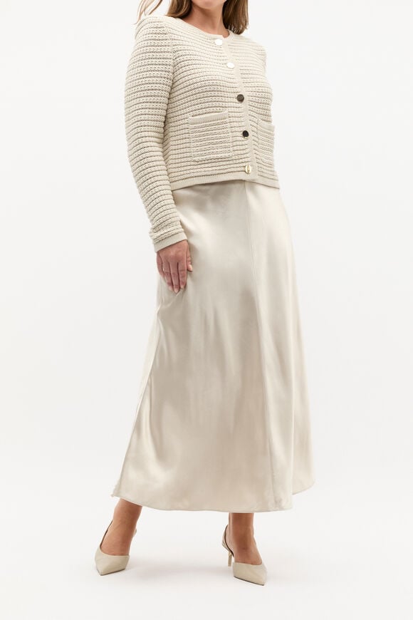 Crochet Knit Cardigan  Oat  hi-res