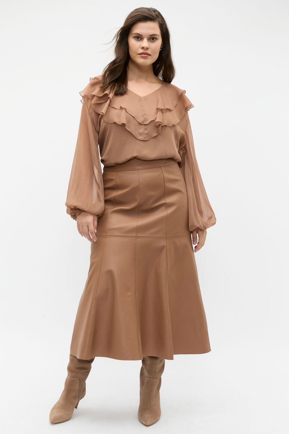 Ruffle Detail Blouse  Amaretto