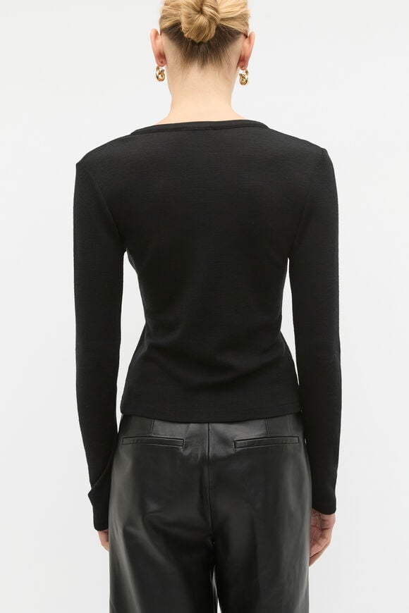 Australian Merino Cardigan  Black  hi-res