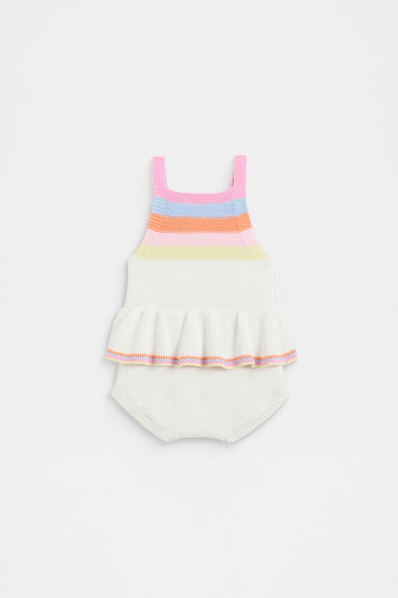 Stripe Knit Romper  Canvas  hi-res