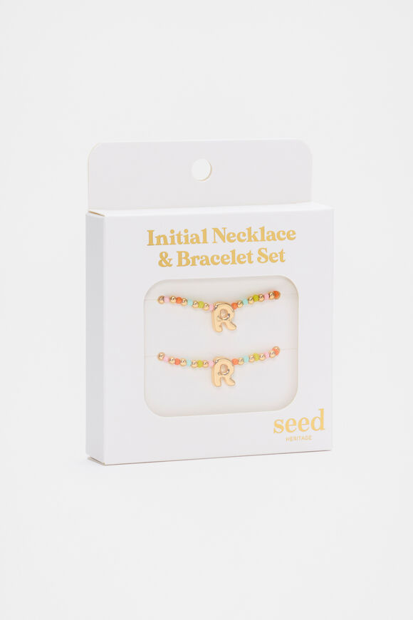 Initial Necklace And Bracelet Set  R  hi-res