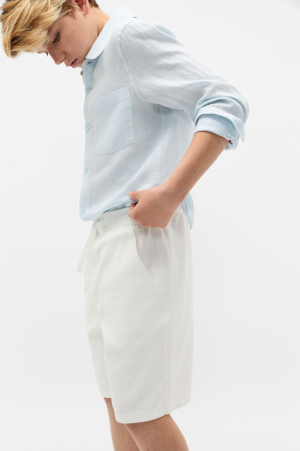 Denim Bermuda Short  Vintage Cream