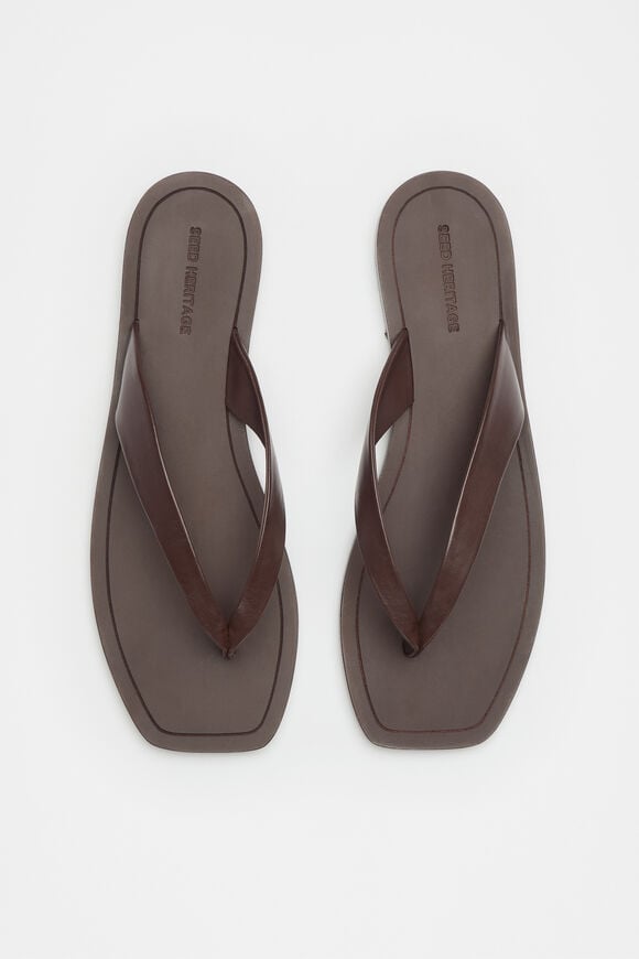 Kenna Leather Flip Flop  Chocolate  hi-res