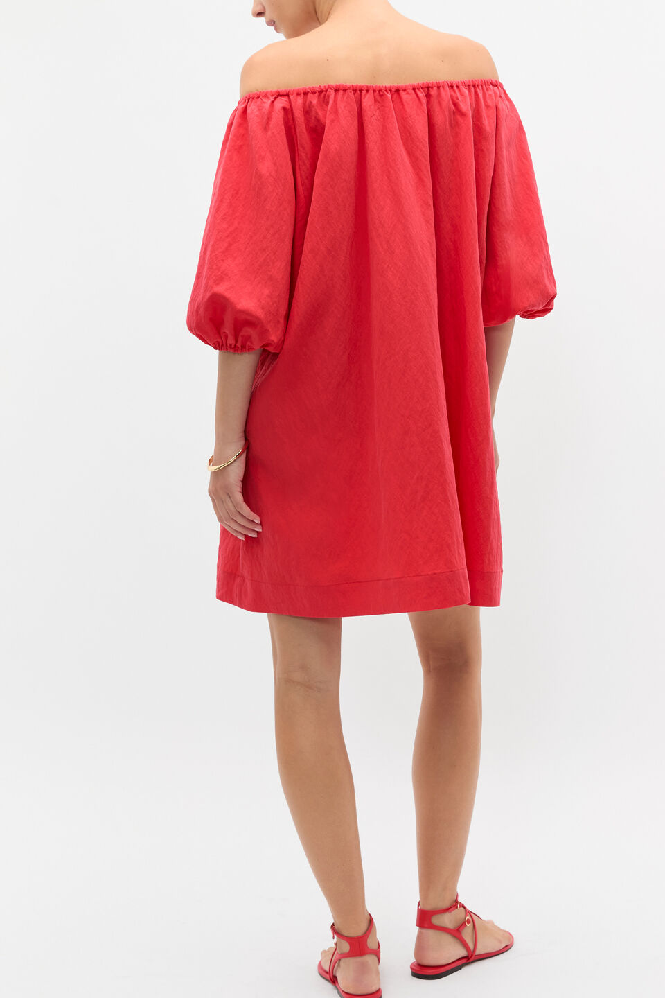 Crushed Elasticated Mini Dress  Electric Crimson