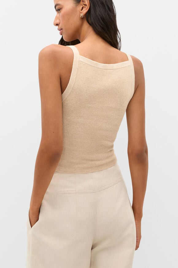 Cotton Blend Rib Knit Top  Ecru Marle  hi-res