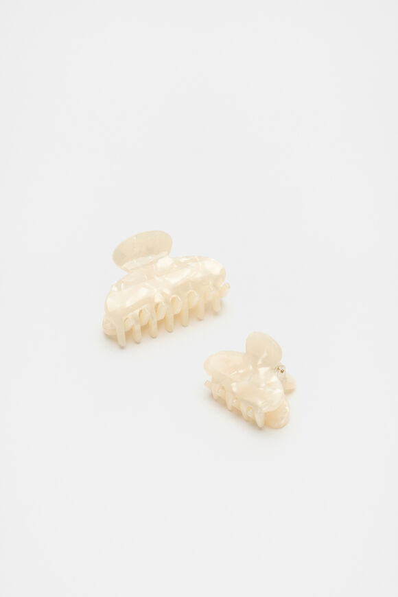 Mini Hair Claw Set  Ivory  hi-res