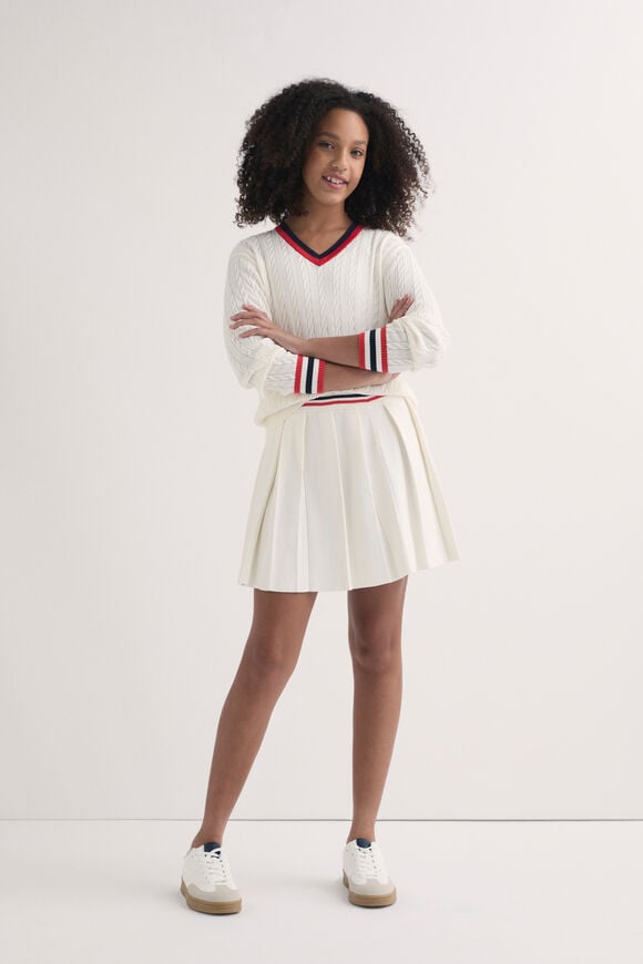 V Neck Knit Sweater  Light Cream  hi-res