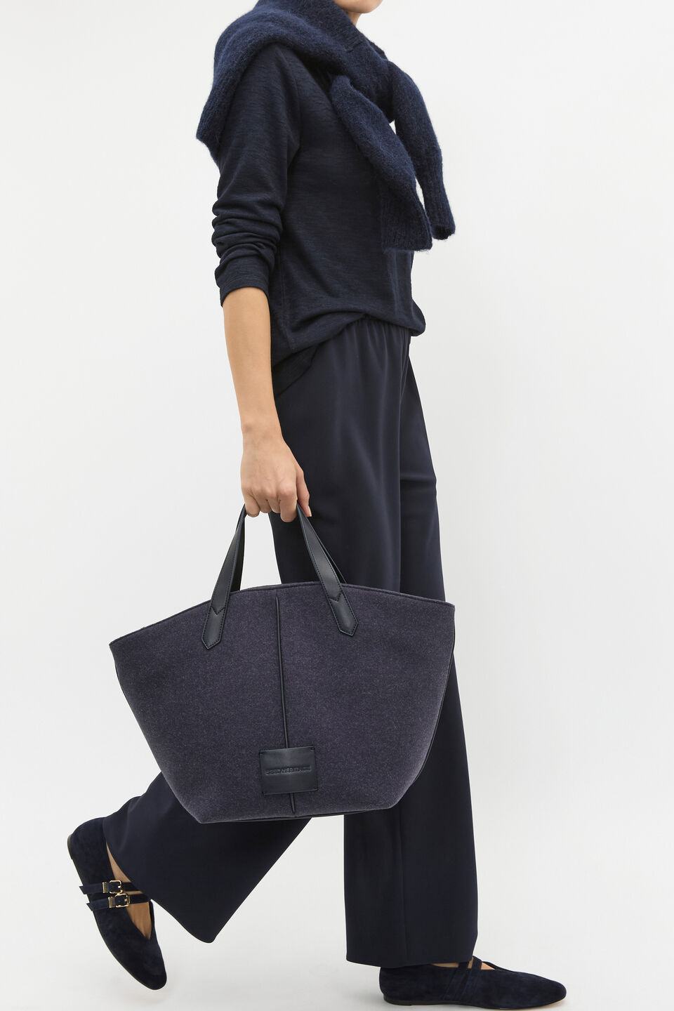 Felt Large Carry All Tote  Dark Blue