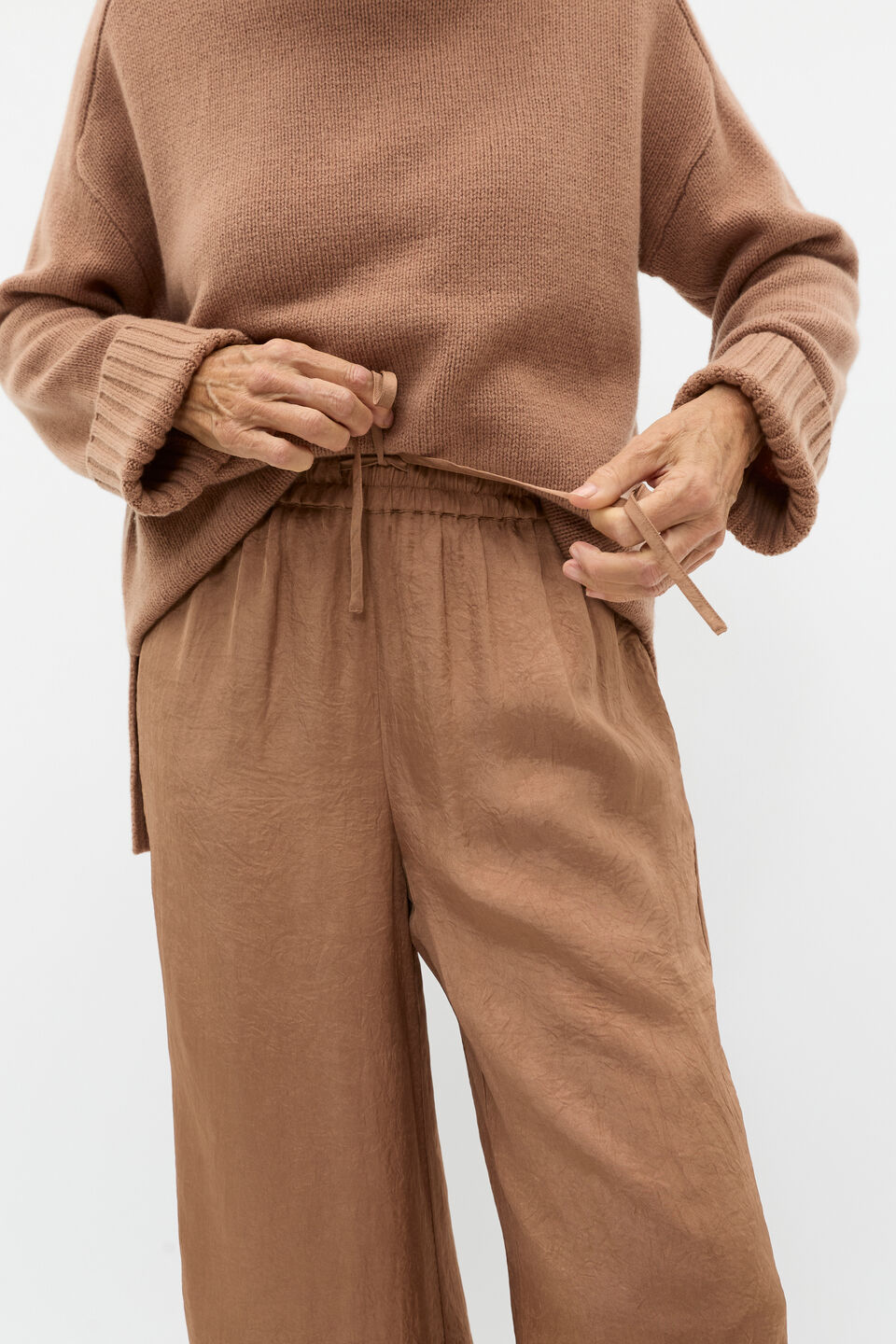 Textured Satin Pant  Amaretto