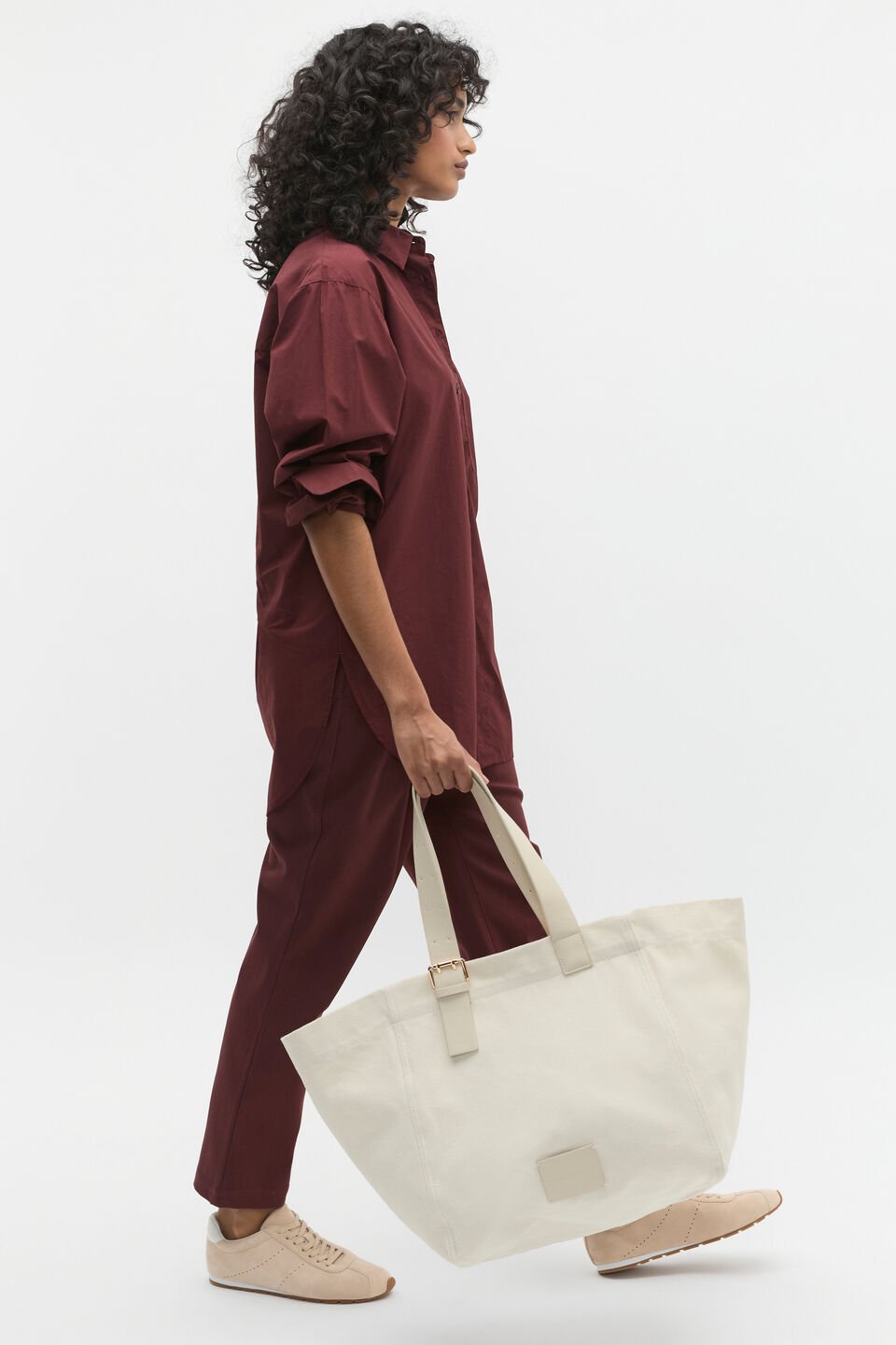 Longline Poplin Shirt  Merlot