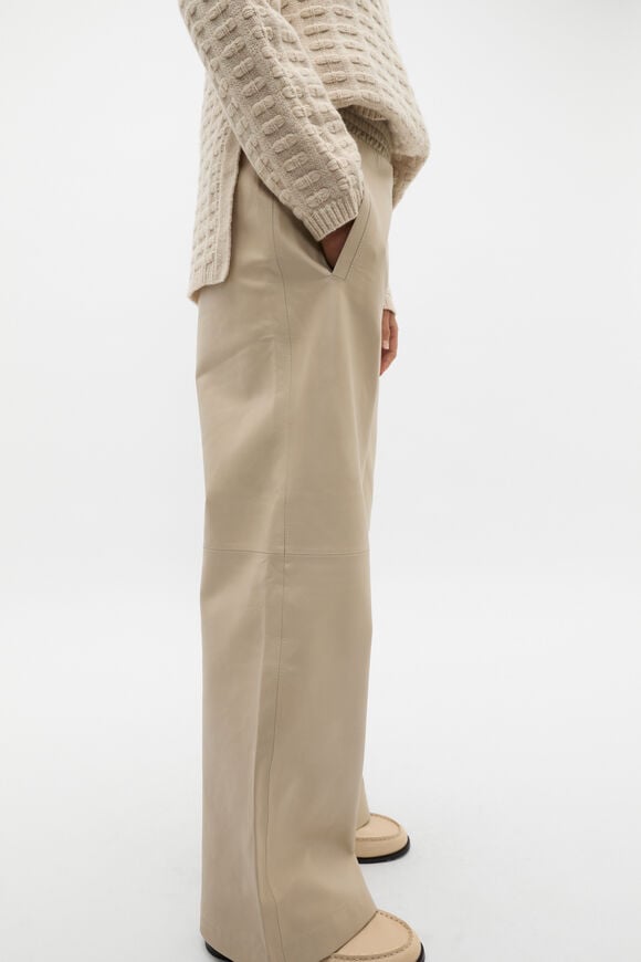 Leather Elasticated Pant  Latte  hi-res