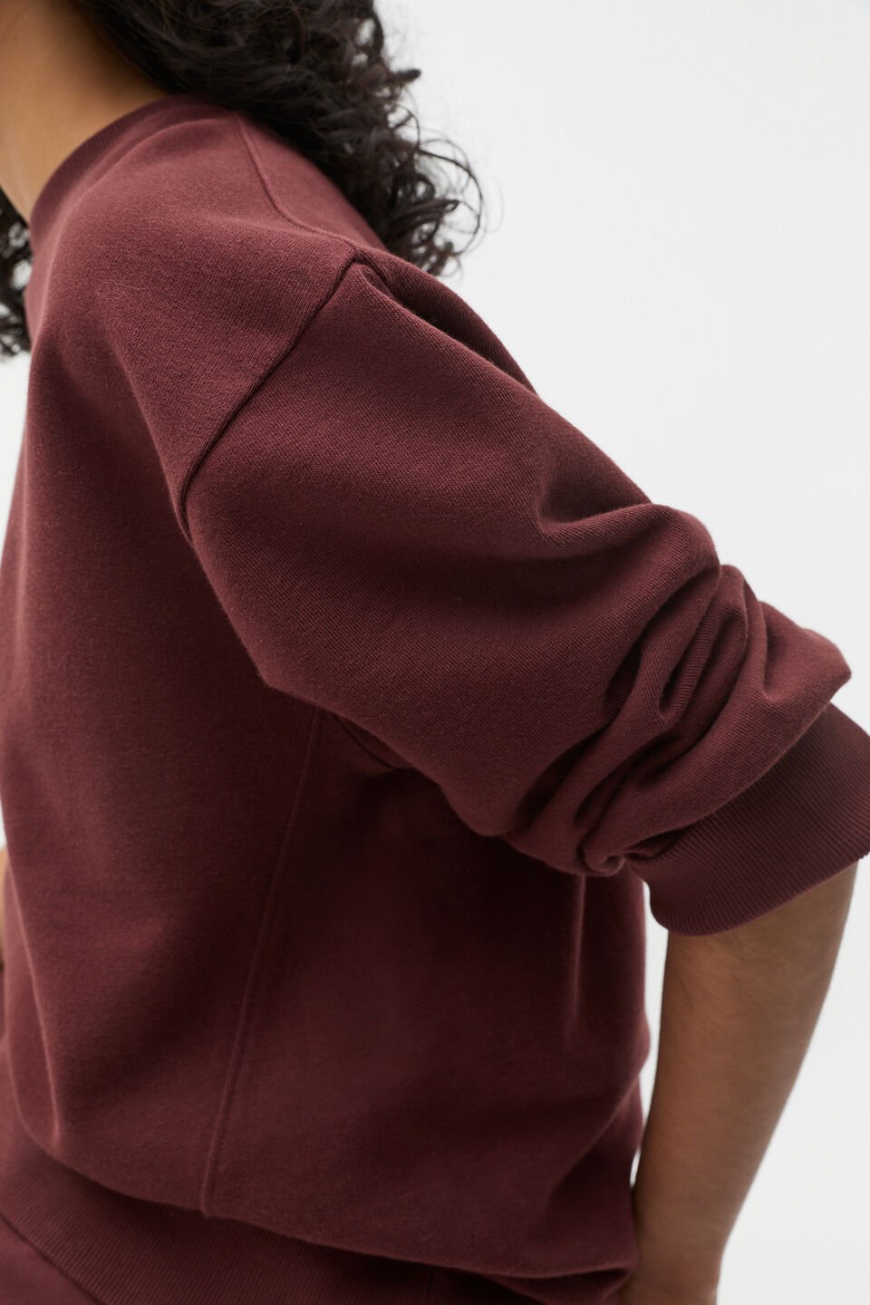 Longline Crew Neck Sweat  Merlot