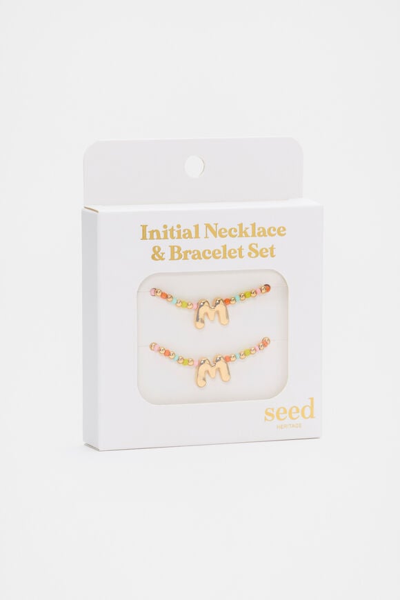 Initial Necklace And Bracelet Set  M  hi-res