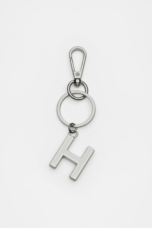 Silver Initials Keyring  H  hi-res
