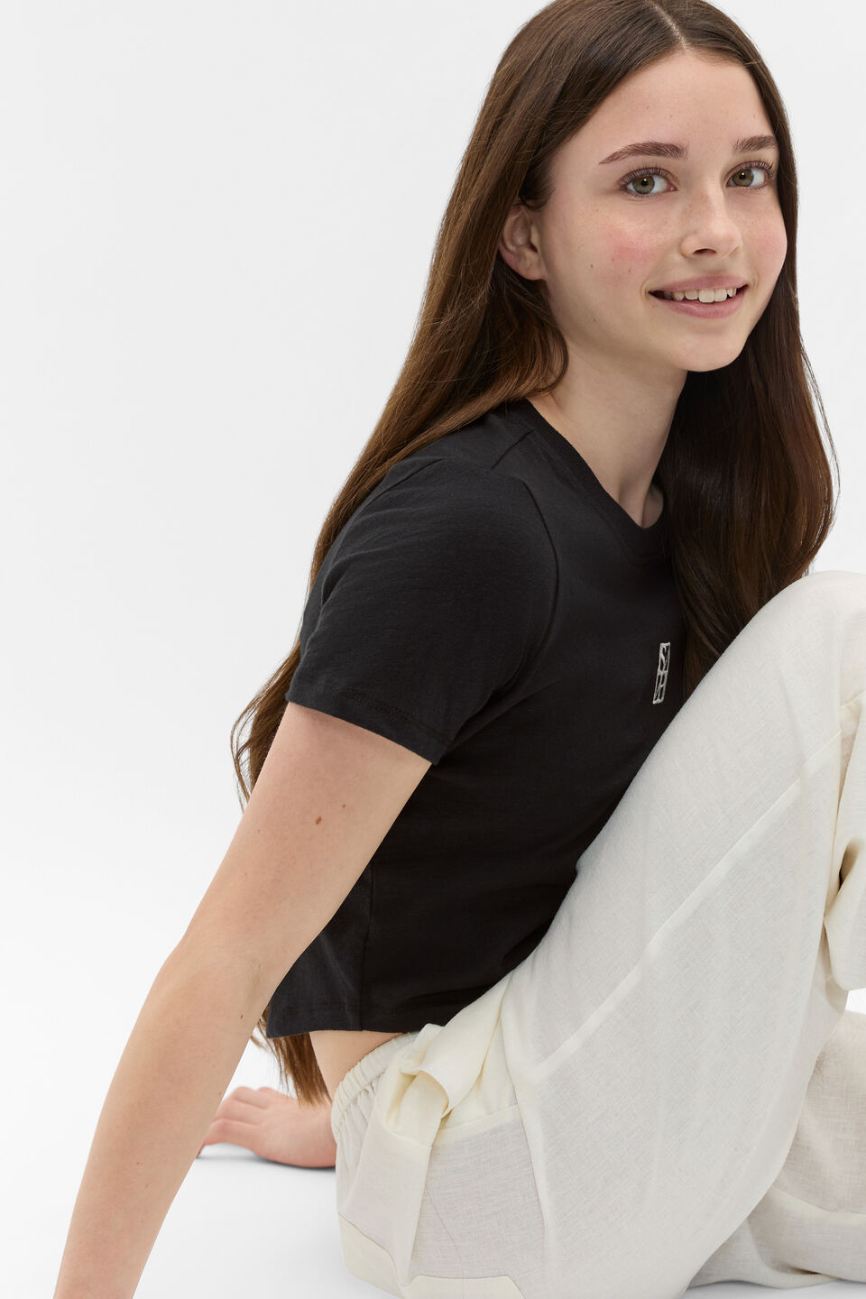 Crew Neck Logo Tee  Black