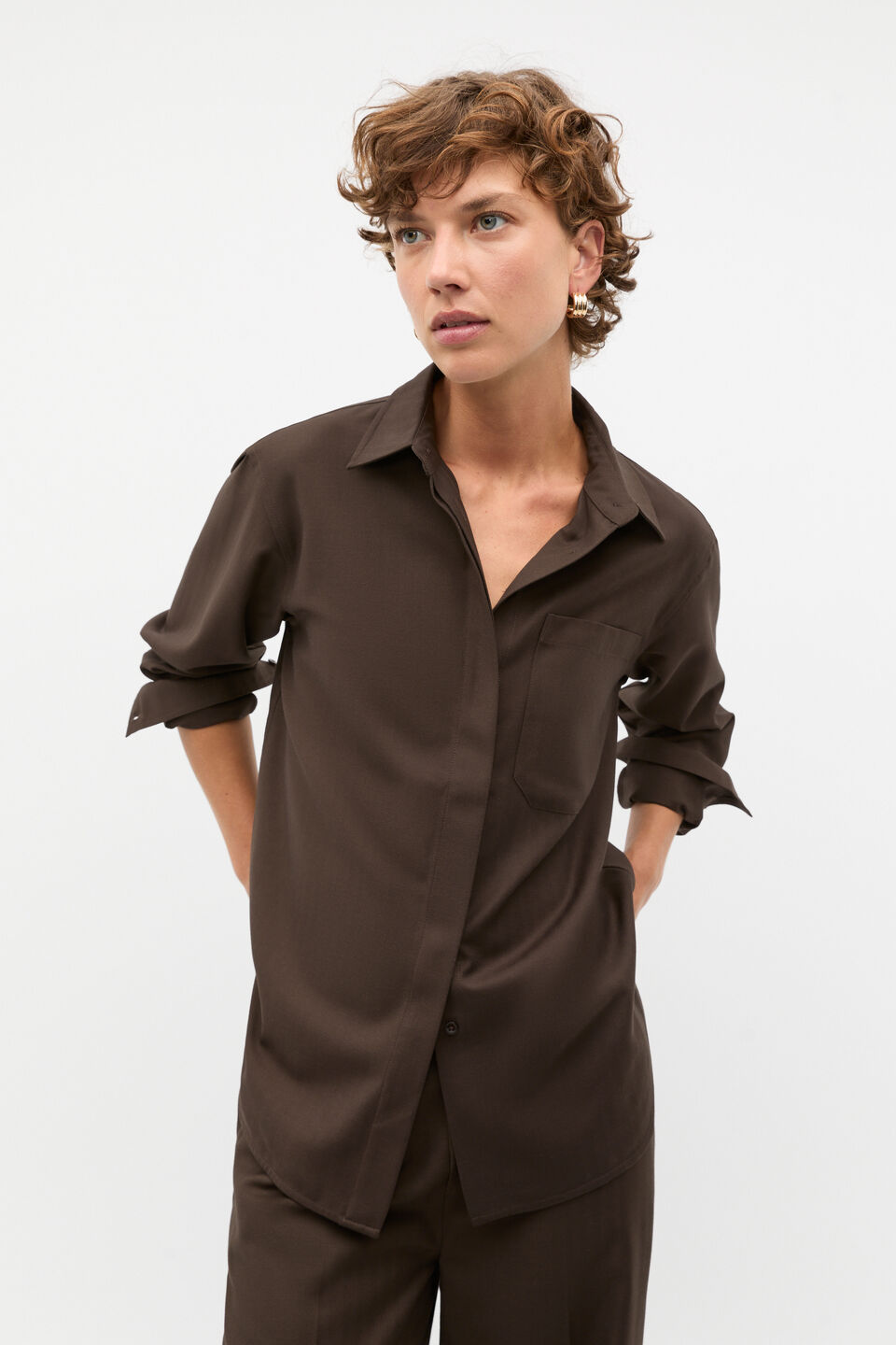 Soft Suiting Utility Shirt  Dark Espresso