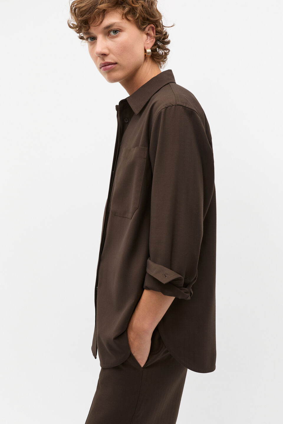 Soft Suiting Utility Shirt  Dark Espresso