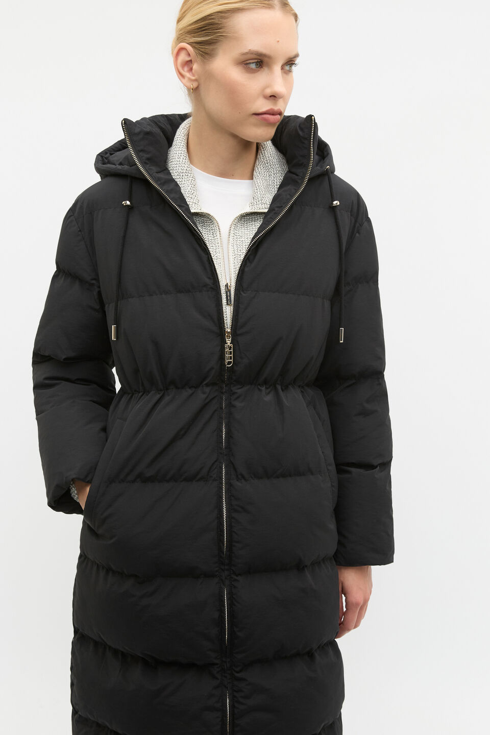 Longline Puffer Coat  Black