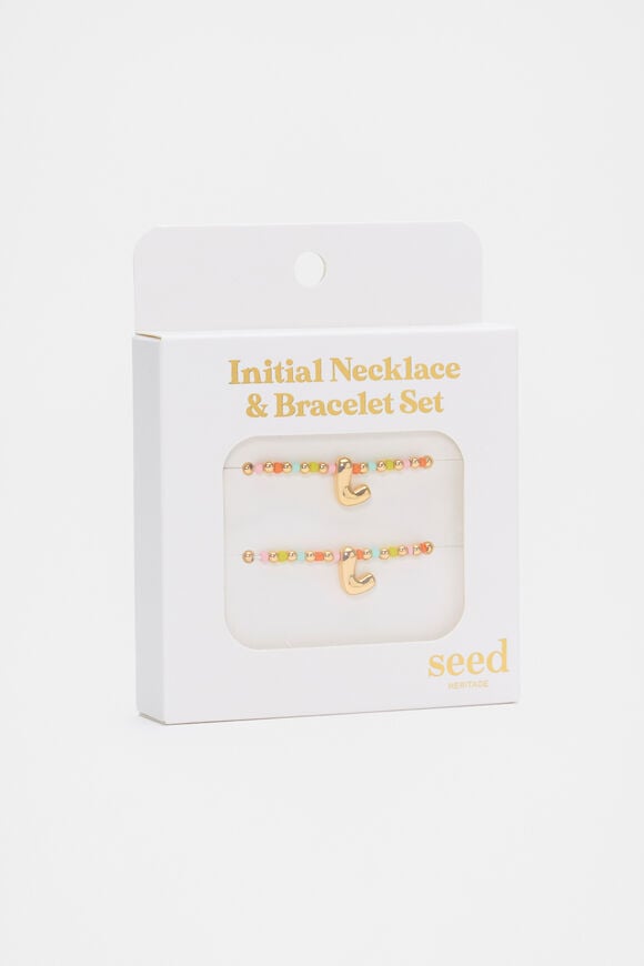 Initial Necklace And Bracelet Set  L  hi-res