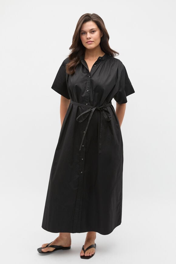 Poplin Voluminous Maxi Dress  Black  hi-res