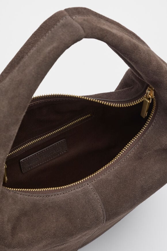 Leather Hobo Shoulder Bag  Chocolate  hi-res