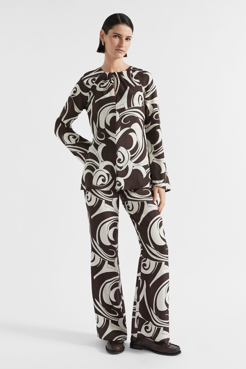 Jacquard Swirl Blouse  Retro Swirl