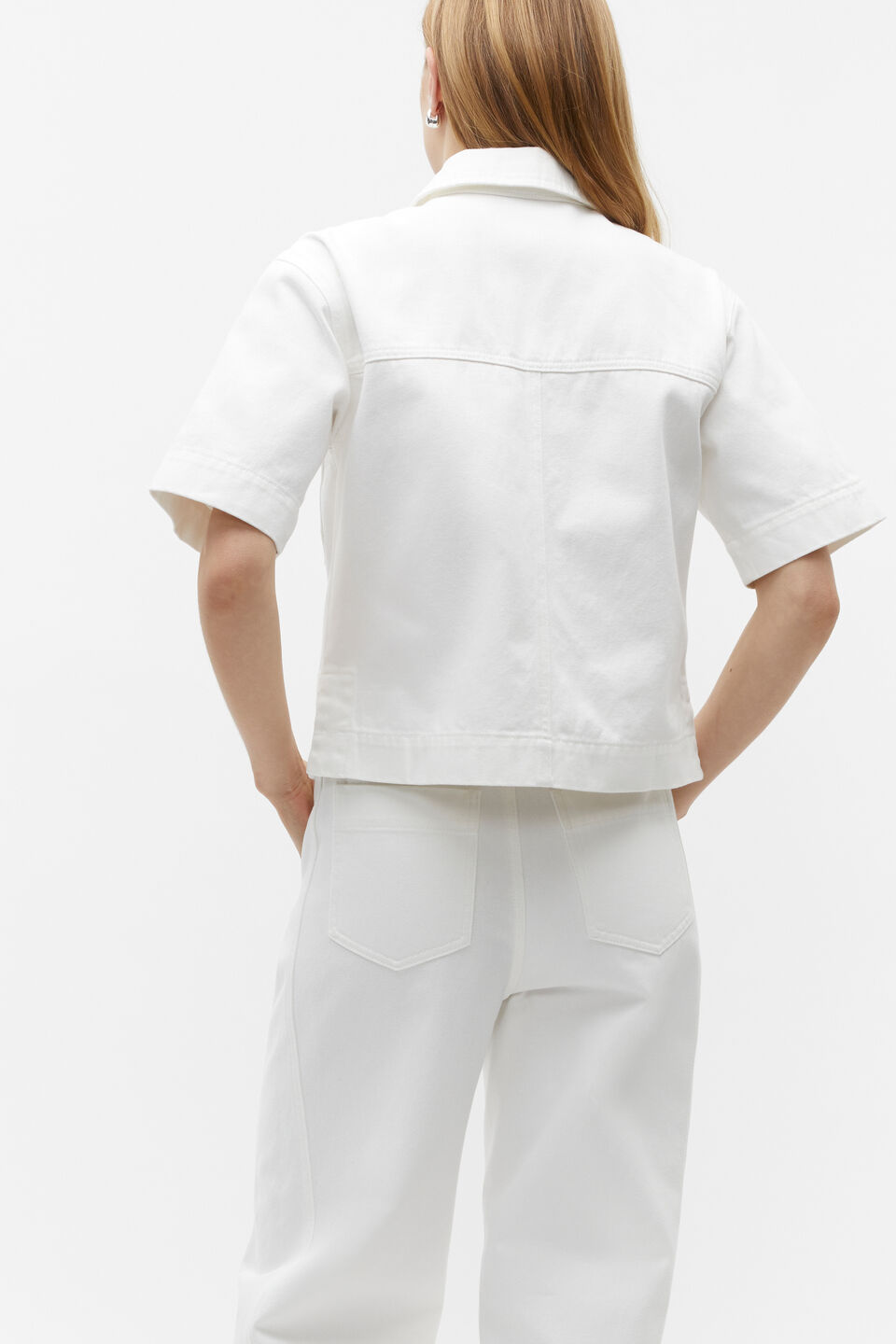 Denim Short Sleeve Shirt  Cloud Cream