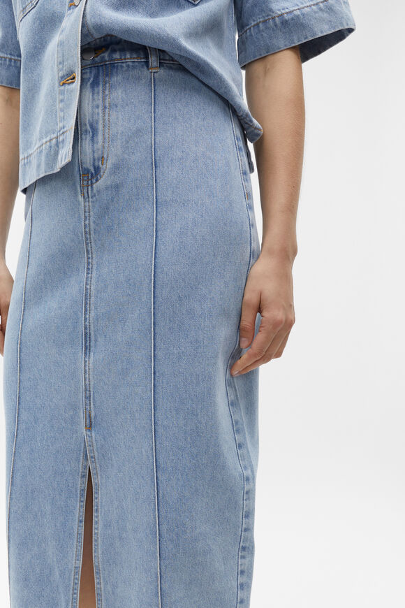 Denim Midi Pintuck Skirt  Vintage Wash  hi-res