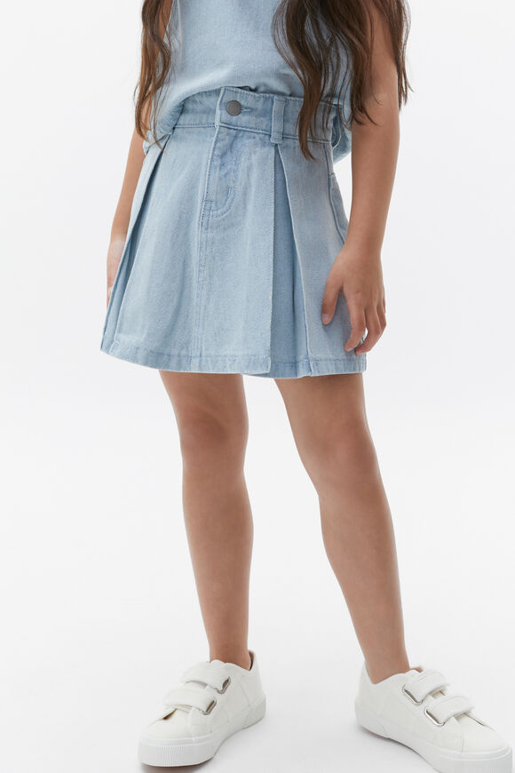 Pleat Denim Skirt  Ice Blue Wash  hi-res