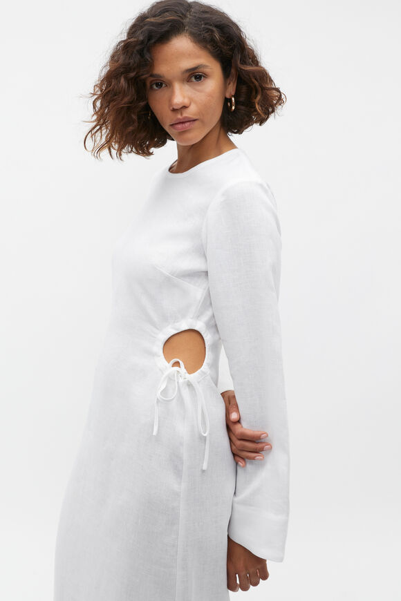 Linen Tie Detail Maxi Dress  Whisper White  hi-res