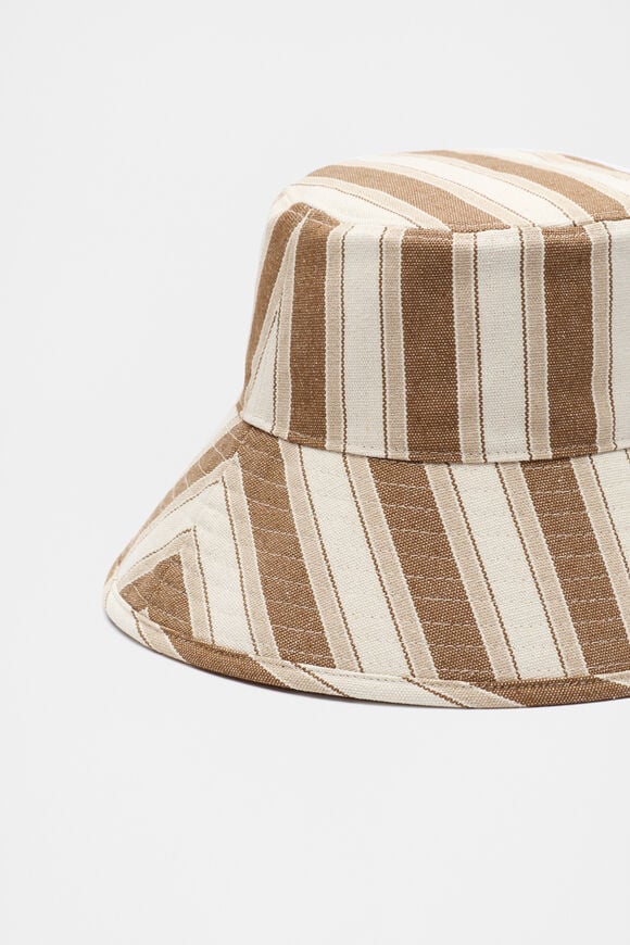 Wide Brim Stripe Bucket Hat  Cinnamon Spice  hi-res