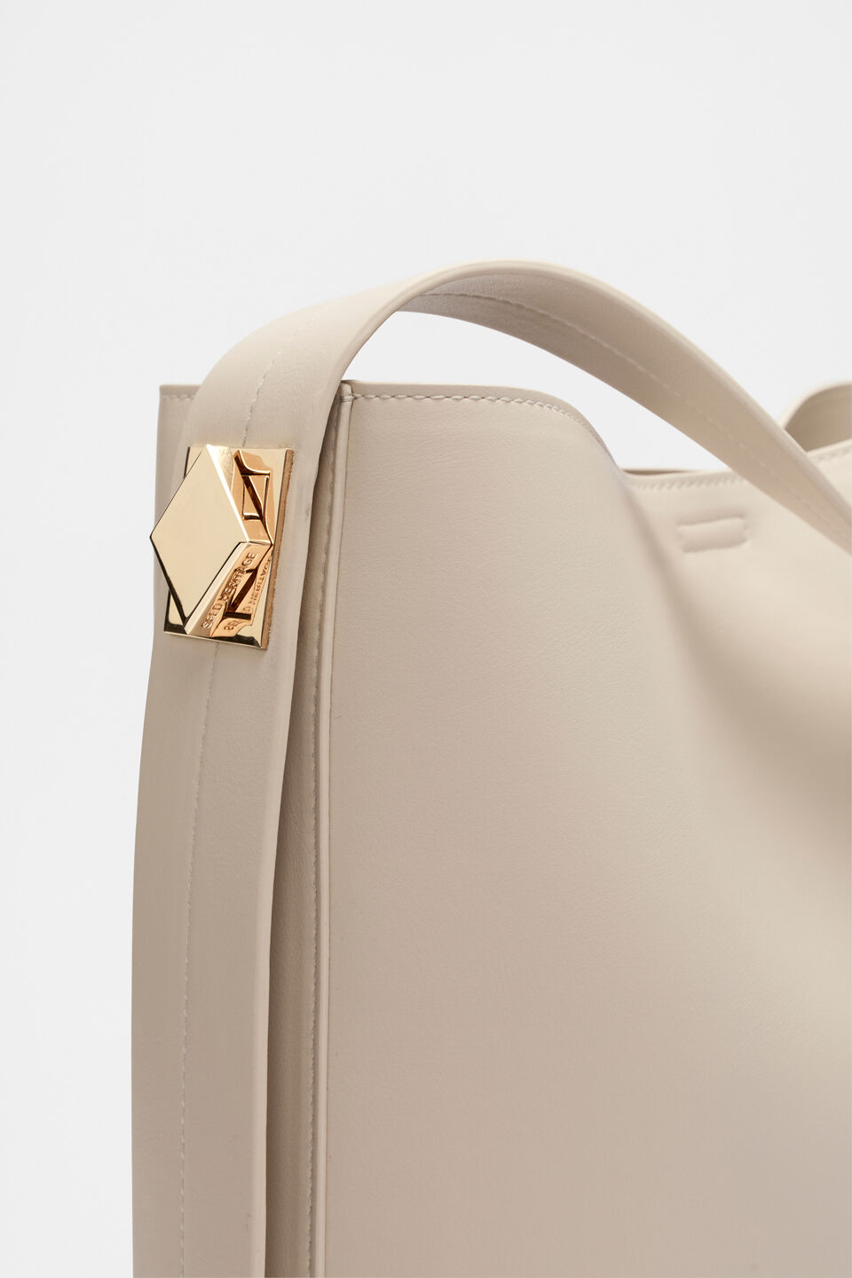 Buckle Trim Tote  Oat