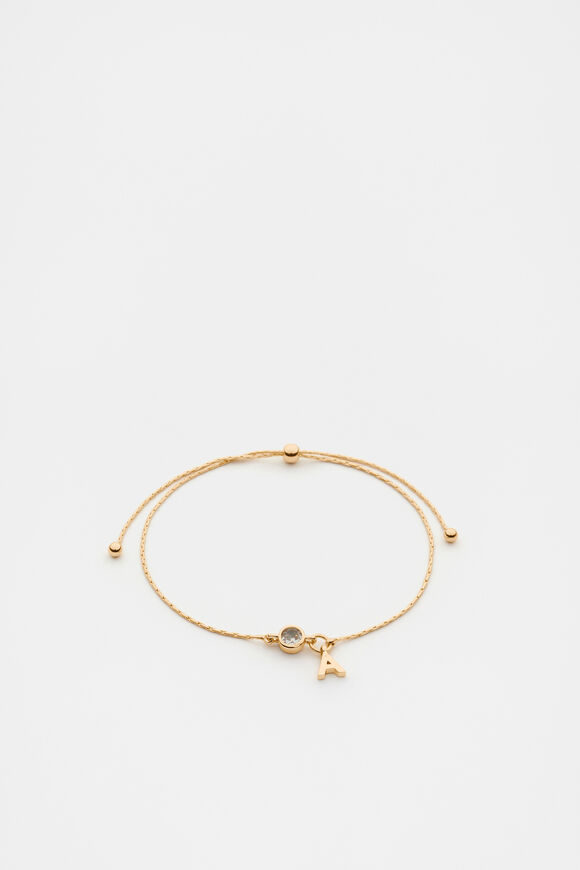 Stone Drop Initial Bracelet  A  hi-res
