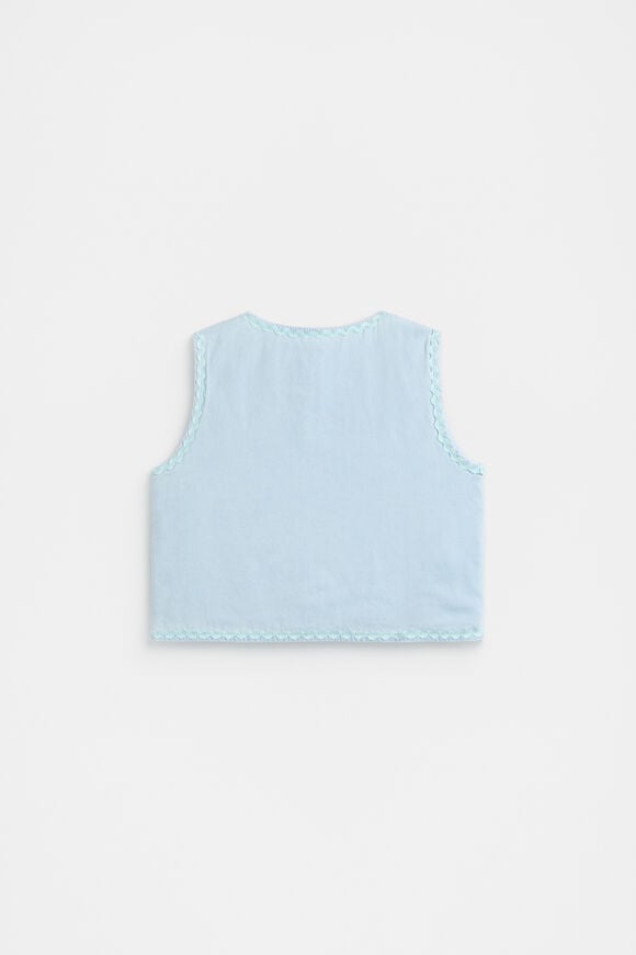 Floral Pocket Vest  Powder Blue Wash  hi-res