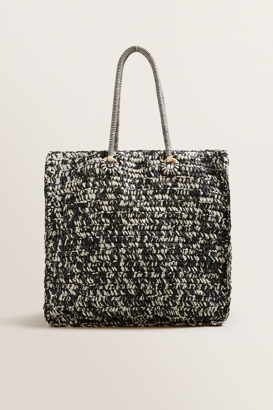 Two Tone Straw Tote  